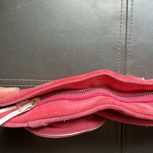 Banana Republic | Pink Rosette Suede Leather Clutch Handbag Purse Vintage Retro - Picture 4 of 10
